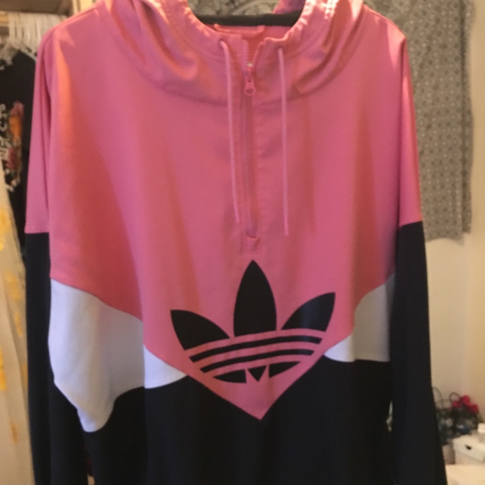 adidas quarter zip hooded windbreaker